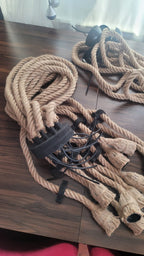 Rustic Wood Beam Chandelier with 10 Hanging Rope Sockets Vintage Industrial Light Homeartparis production