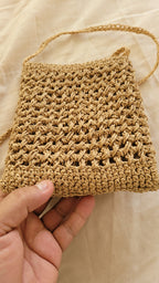 Minimalist Straw Crossbody Bag - Handmade Woven Raffia Style Purse by Seval Özsoy - Natural Boho Summer Bag - Unique Artisan Gift for Her