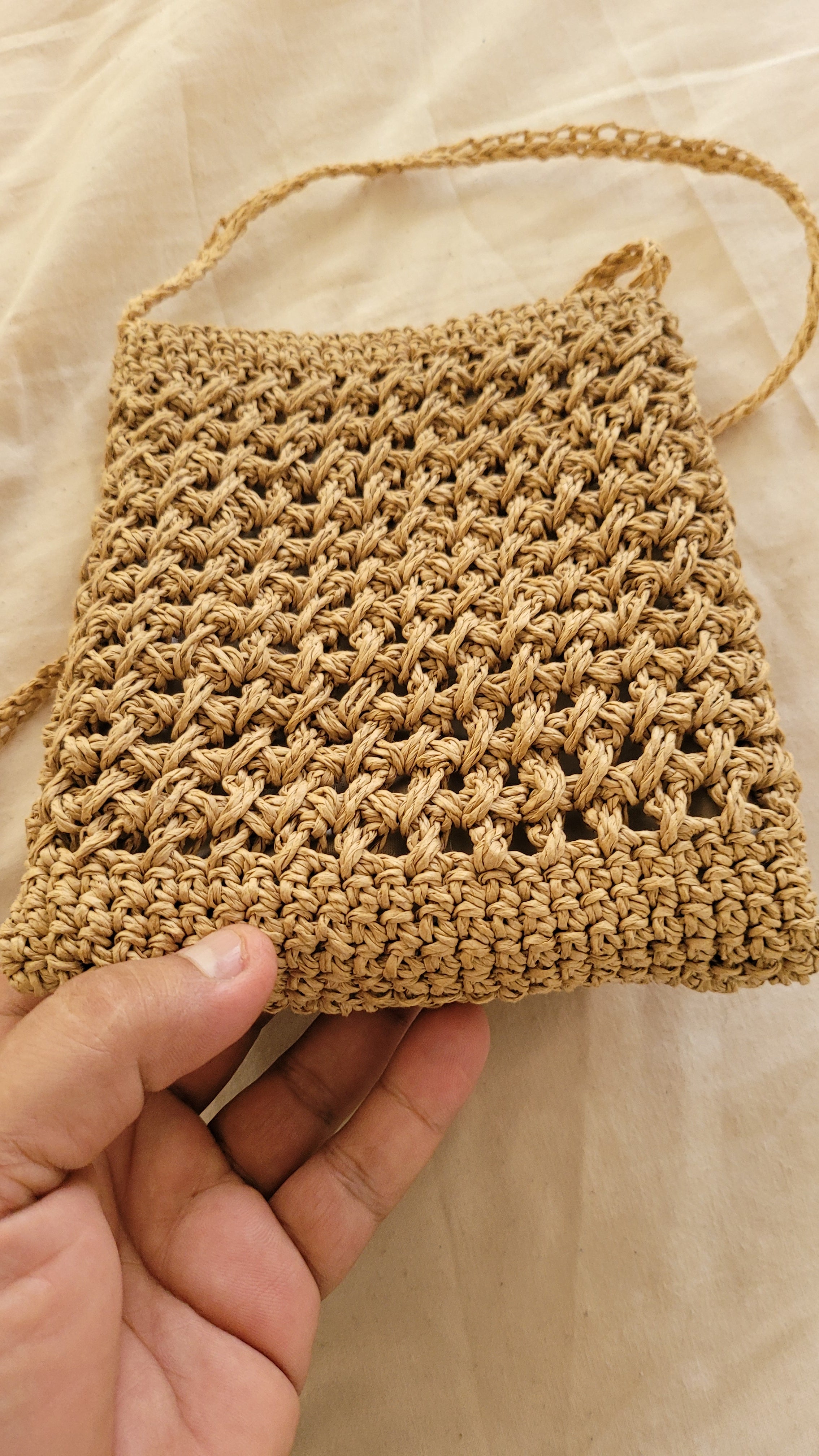 Minimalist Straw Crossbody Bag - Handmade Woven Raffia Style Purse by Seval Özsoy - Natural Boho Summer Bag - Unique Artisan Gift for Her