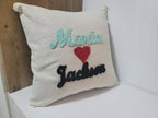 homeartparis Textured Punch Needle Pillow, Custom Couple Gift, Personalized Wedding Anniversary Cushion Cover by SevalDesing