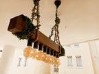 Vintage Barn Wood Beam and Rope Chandelier 8-Light Industrial Pendant Homeartparis production