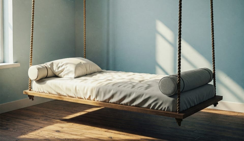 Swing bed Sets | Includes Cushion & Pillow, 70x190 cm Porch Swing, Modular Joinable Design, Floating Sofa
