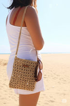 Minimalist Straw Crossbody Bag - Handmade Woven Raffia Style Purse by Seval Özsoy - Natural Boho Summer Bag - Unique Artisan Gift for Her