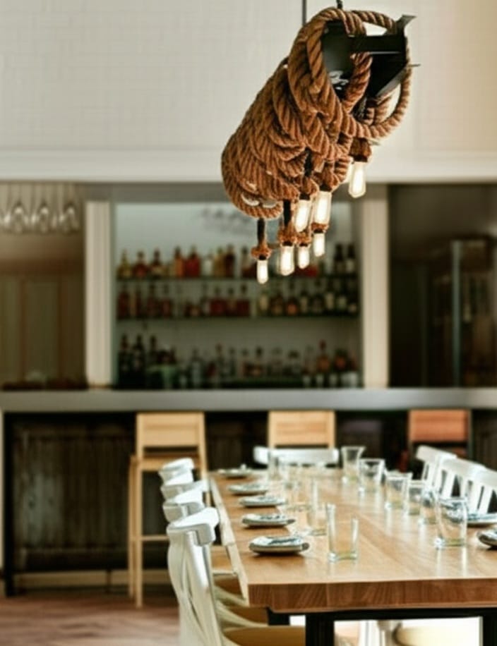 Rustic Industrial Metal and Rope Chandelier 100 cm Large Pendant Light Homeartparis production