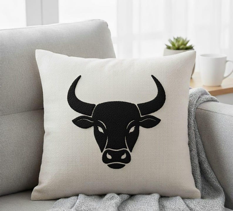 homeartparis Handmade Punch Needle Pillow, Minimalist Throw Pillow, Personalized Birthday Gift, 16x16 Linen Cover, Astrology Home Decor