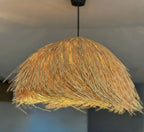 Handwoven Raffia Dome Pendant Light - Exotic Hawaiian Style Boho Chandelier for Coastal & Indoor Spaces