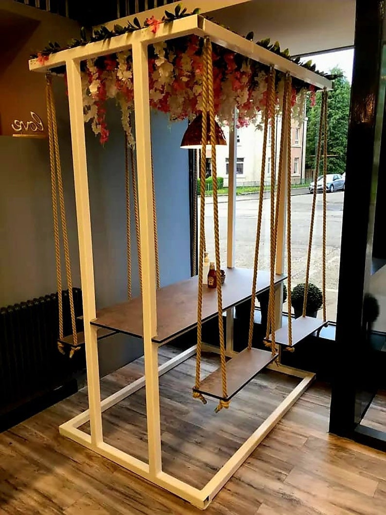 Swing Table porch garden Dining Set - 1.3 Ton Capacity Heavy-Duty Metal Frame Commercial Furniture by home art paris