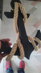 Handcrafted Wooden Anchor Pendant Light - Nautical Dual-Rope Chandelier with Adjustable Hanging Height