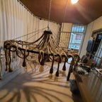 Grand 35-Arm Jute Rope Chandelier - Large Industrial Round Pendant Light - Homeartparis production