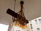 Vintage Barn Wood Beam and Rope Chandelier 8-Light Industrial Pendant Homeartparis production