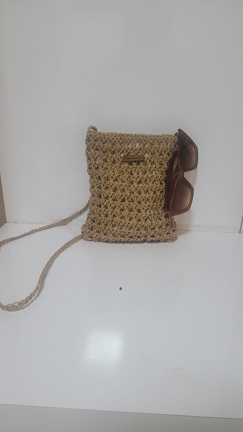 Minimalist Straw Crossbody Bag - Handmade Woven Raffia Style Purse by Seval Özsoy - Natural Boho Summer Bag - Unique Artisan Gift for Her