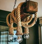 Medieval Style 4-Light Wood and Rope Rustic Chandelier Homeartparis production