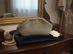 The Homeartparis Sparkly Grey Crochet Clutch - Handmade Silver Glitter Evening Bag by Seval Özsoy - Luxury Party Purse with Metal Frame - Elegant Occasion Gift