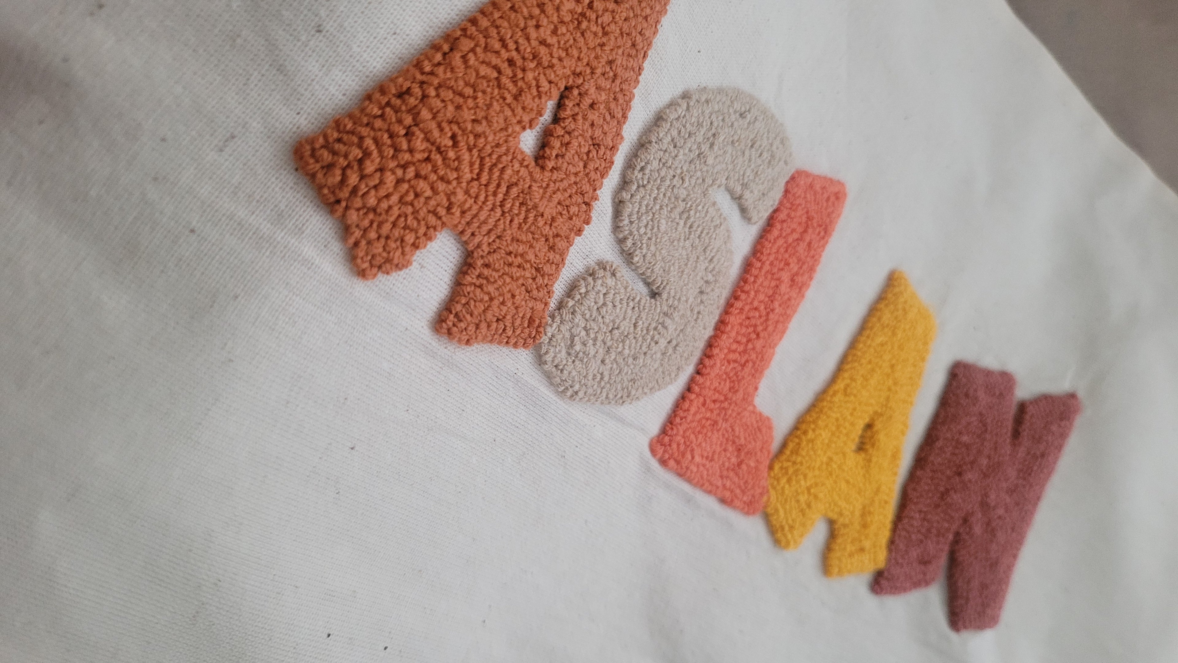 Personelized baby pillow Text  Pillow, Punch Needle Personalized Cushion Cover, Rectangular Name Pillow, Linen Decor Gift