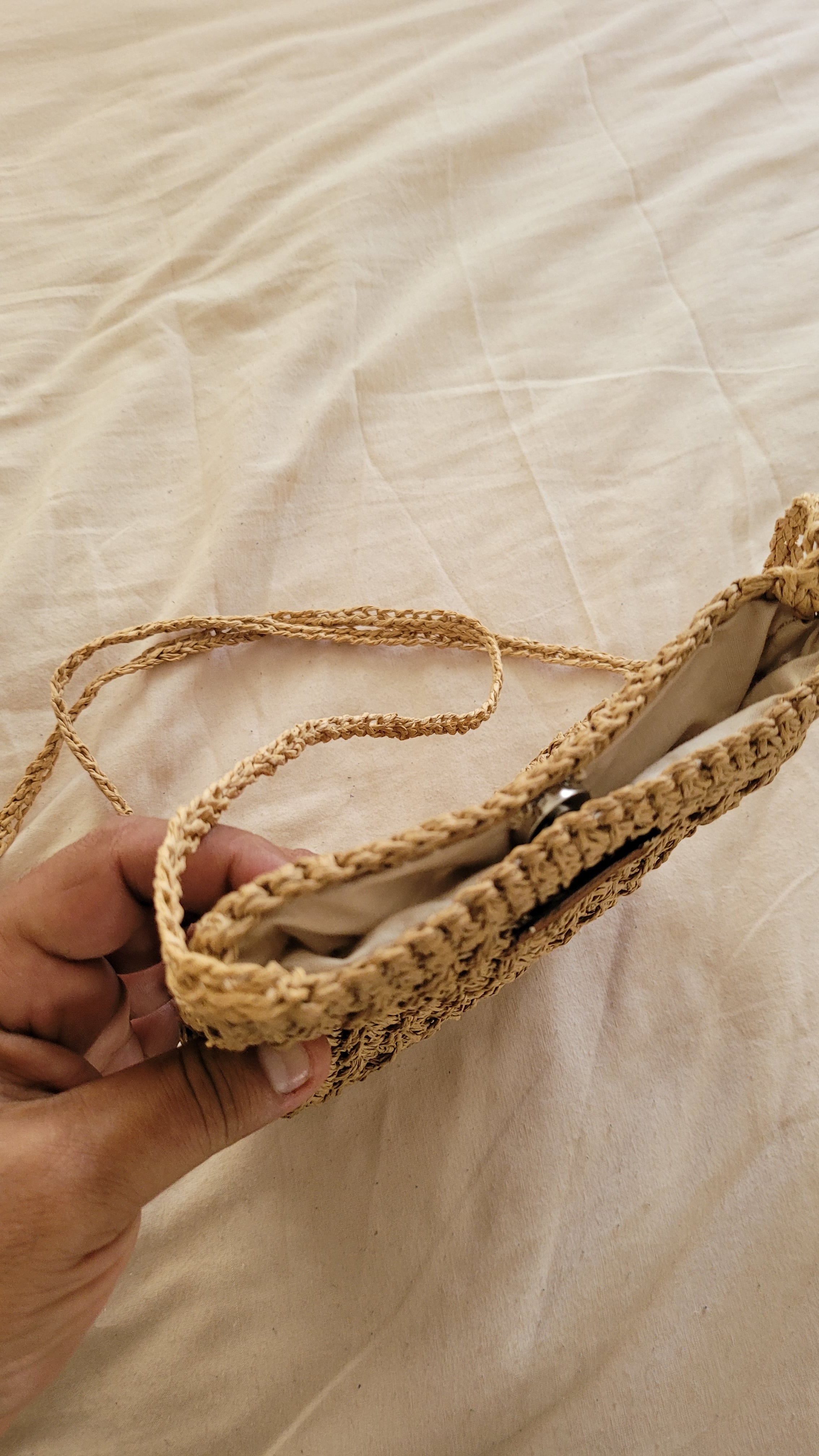 Minimalist Straw Crossbody Bag - Handmade Woven Raffia Style Purse by Seval Özsoy - Natural Boho Summer Bag - Unique Artisan Gift for Her