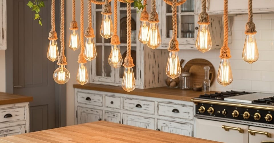 Grand 138 cm Wood Beam Chandelier with 15 Rope Pendants and Artificial Flowers Homeartparis production