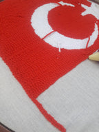 homeartparis Turkish Flag Punch Needle Pillow Cover, Turkey Linen Cushion Case, Travel Souvenir Gift, Textured Home Decor 16x16