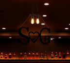 Customizable Wooden Letters & Heart Message Modern Pendant Light -