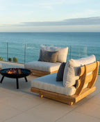 Modern Pine Wood Outdoor Sofa Set with Zippered Cushions Terrace Lounge Furniture Homeartparis production