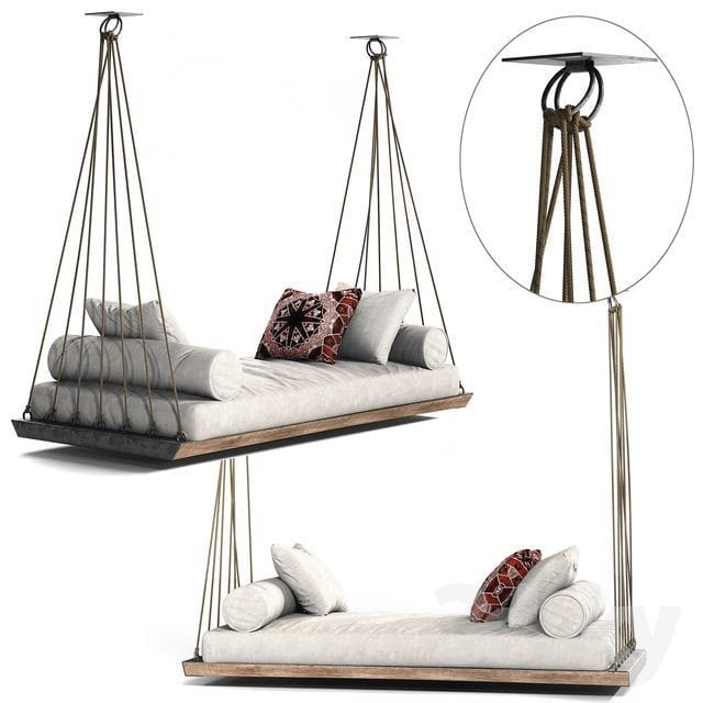 Hanging Swing Bed - Indoor Outdoor Jute Rope Daybed - Homeartparis production