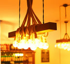 Rustic Wood Beam Chandelier with 10 Hanging Rope Sockets Vintage Industrial Light Homeartparis production