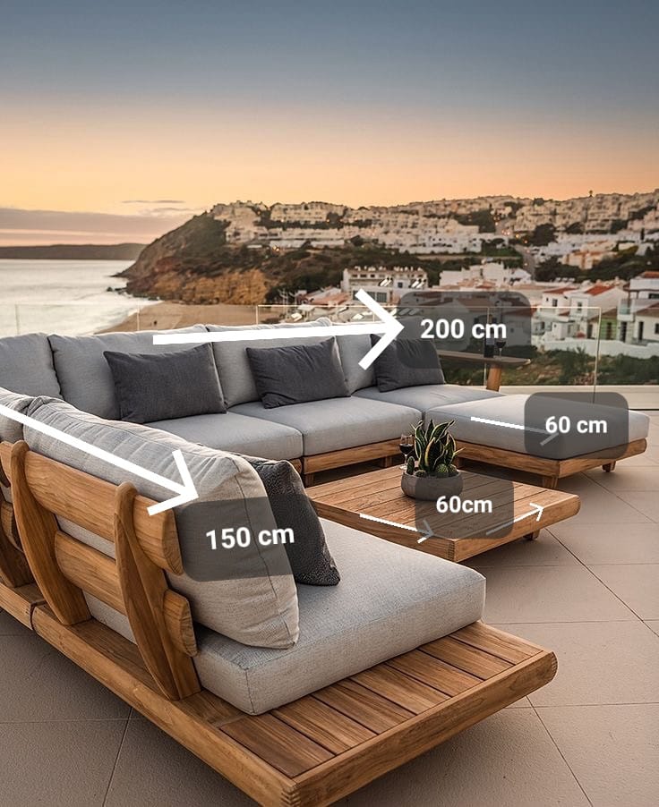 Modern Pine Wood Outdoor Sofa Set with Zippered Cushions Terrace Lounge Furniture Homeartparis production