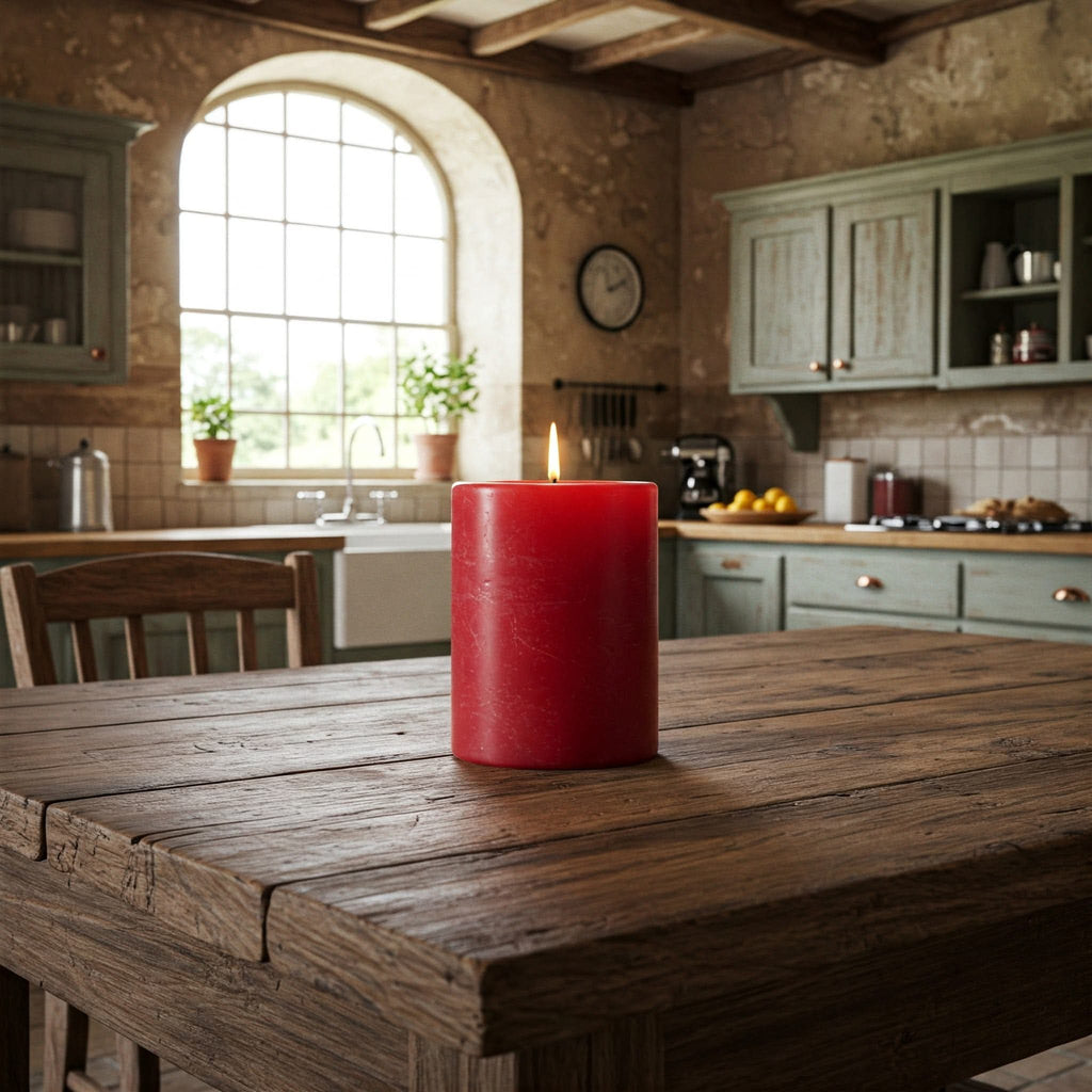 Customizable size red Pillar Candle Handmade Table Centerpiece Homeartparis production