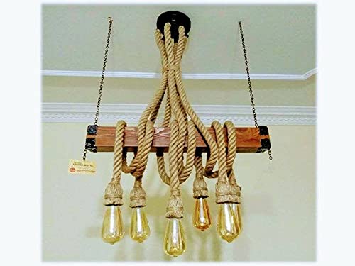 homeartparis vintage Wood Chandelier, Kitchen Island Lighting, Rustic Dining Table Lamp, 8-Rope Pendant Light Fixture