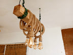 Vintage Rustic Solid Wood Beam Chandelier with 4 Hanging Rope Sockets Homeartparis production