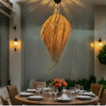 Handcrafted Raffia Fringe Pendant Light - Tropical Hawaiian Style Boho Lamp for Indoor & Covered Outdoor