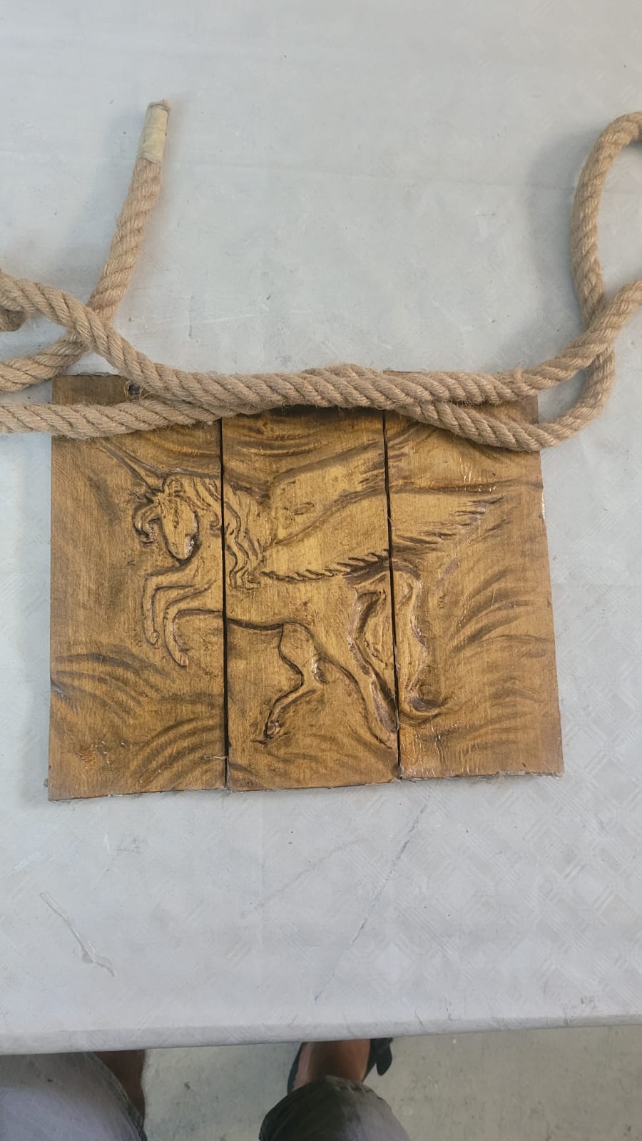 A Mythological Legacy: 3-Piece Hand-Carved Wooden Pegasus Art - Homeartparis production