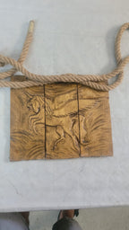 A Mythological Legacy: 3-Piece Hand-Carved Wooden Pegasus Art - Homeartparis production