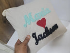 homeartparis Textured Punch Needle Pillow, Custom Couple Gift, Personalized Wedding Anniversary Cushion Cover by SevalDesing