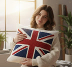 Homeartparis Punch Needle UK Flag Pillow - Handmade Union Jack Tufted Cushion by Seval Özsoy - Patriotic British Decor - Available as Cover Only or with Filling