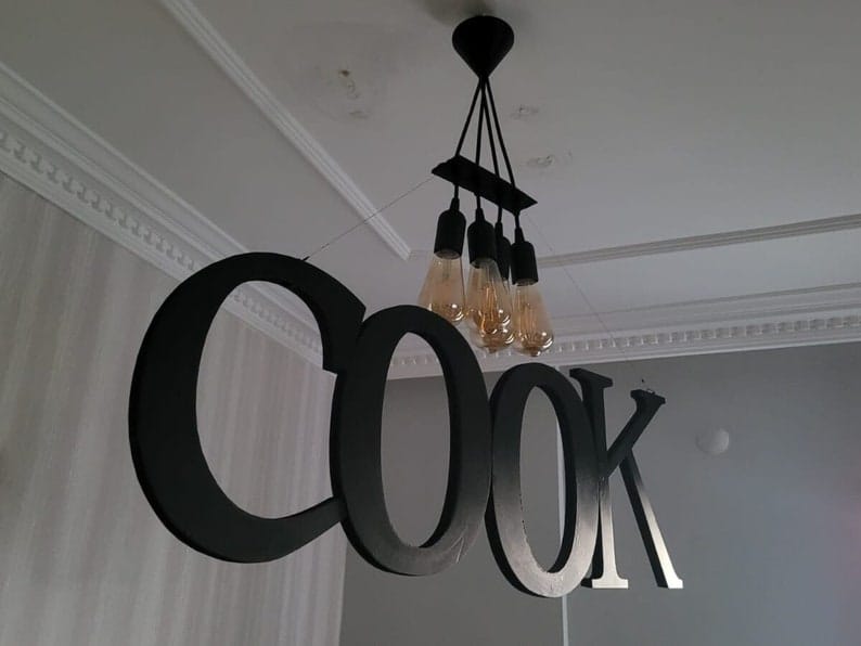 Custom Connected Wooden Letter Pendant Lamp - Homeartparis production