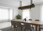 Wood Beam and Rope Chandelier 8-Light Industrial Pendant Homeartparis production