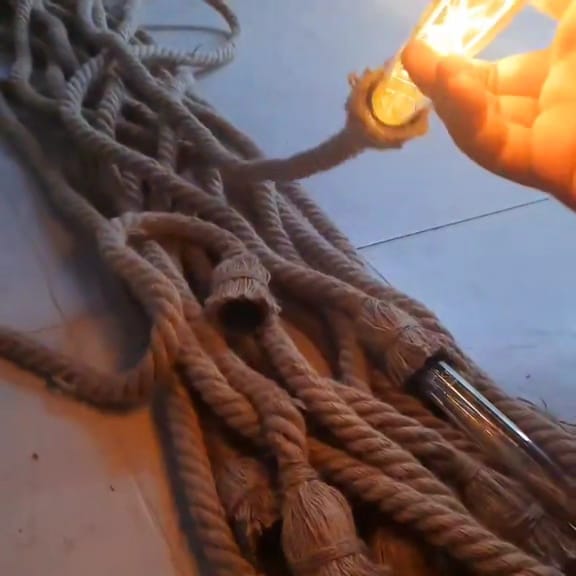 Grand 40-Arm Linear Jute Rope Chandelier - Extra Long Customizable Cascade Lighting - Homeartparis production