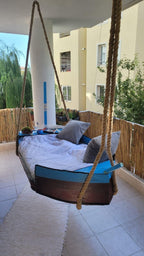 Homeartparis Unique Boat-Shaped Swing Sofa Bed - Handcrafted Nautical Daybed