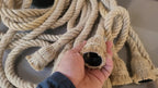 Rustic Root Wood Slice Chandelier with 7 Braided Flexible Jute Rope Pendants Homeartparis production