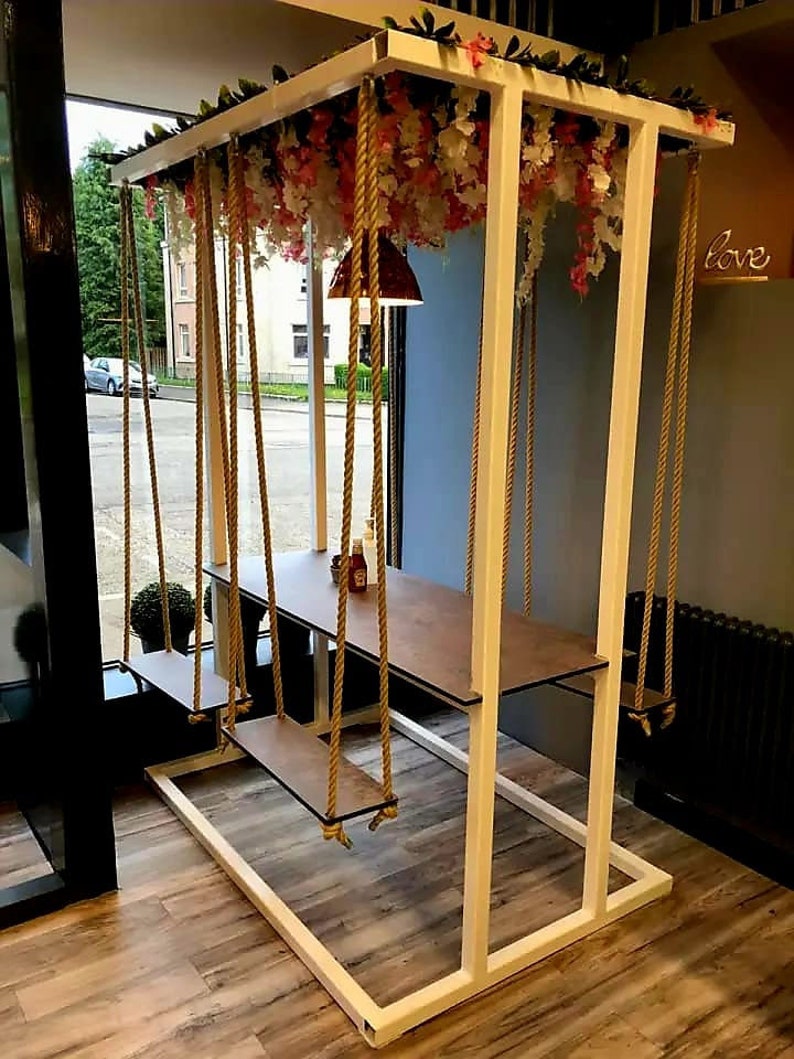 Swing Table porch garden Dining Set - 1.3 Ton Capacity Heavy-Duty Metal Frame Commercial Furniture by home art paris