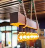 Vintage Barn Wood Beam and Rope Chandelier 8-Light Industrial Pendant Homeartparis production