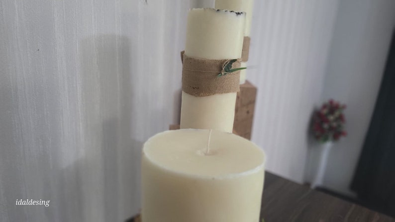 Large Tower Pillar Candle Set Rustic Mantle Decor Homeartparis production