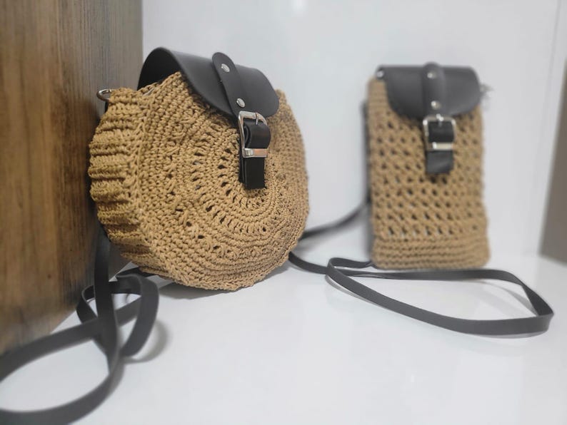 The Homeartparis Round Macaron Straw Bag - Handmade Bohemian Crossbody Purse by Seval Özsoy - Authentic Woven Circle Bag - Unique Artisan Gift