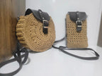 The Homeartparis Round Macaron Straw Bag - Handmade Bohemian Crossbody Purse by Seval Özsoy - Authentic Woven Circle Bag - Unique Artisan Gift