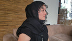 Artisanal Anatolian Heritage: Root Dyed Headscarf with Heavy Lace Embroidery - Homeartparis production