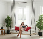 Desing Spruce Wood Porch Swing Bed Set - Outdoor Garden Hanging Daybed with Cushions - Homeartparis production