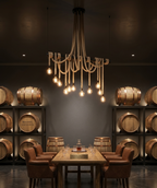 Rustic Rope Chandelier with 11 Pendant Lights, Industrial Edison Hanging Lamp, Large Farmhouse Wood Beam Lighting, Custom Handmade Ceiling Light Homeartparis production