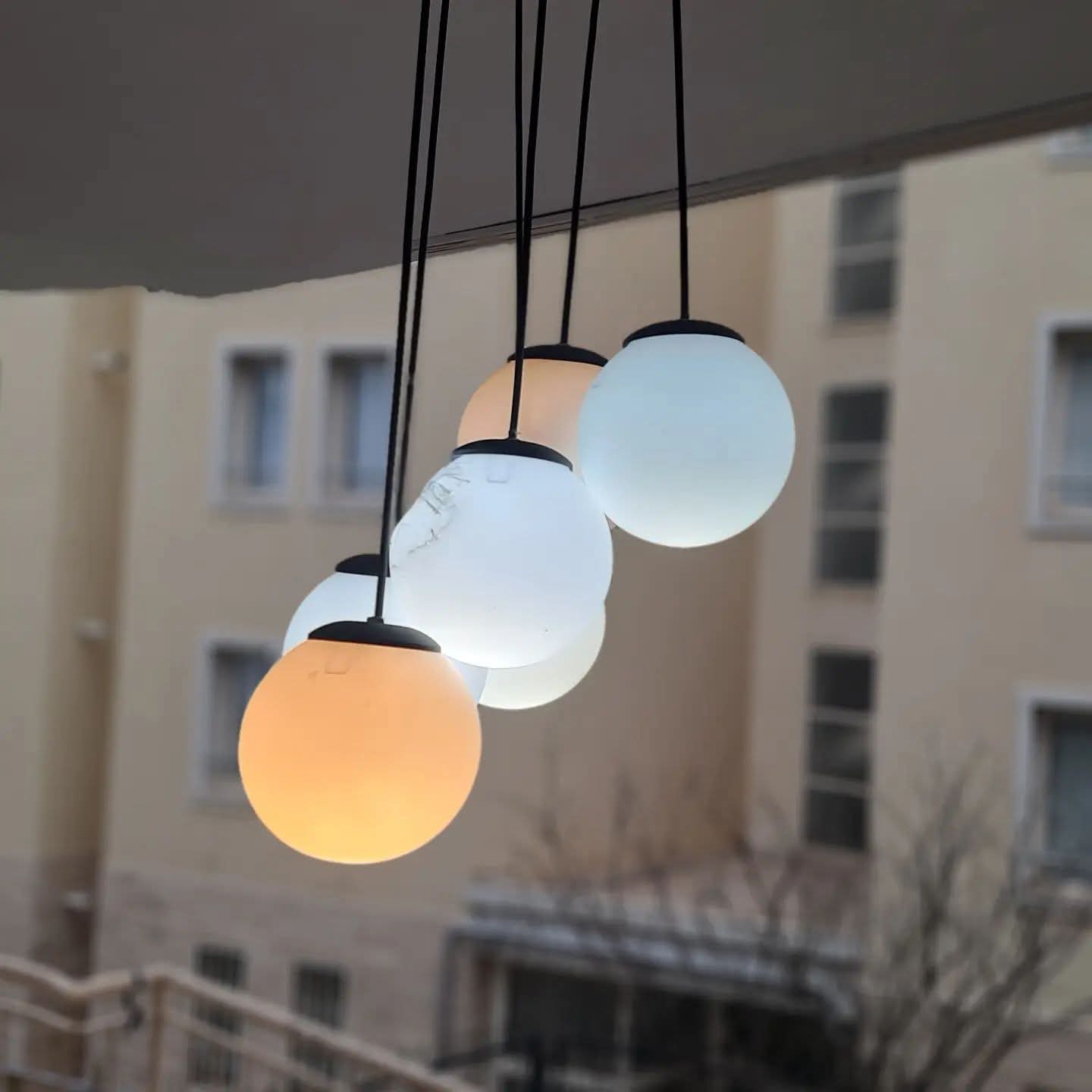Modern White Glass Globe Pendant Light Homeartparis production