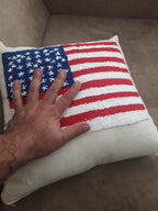 homeartparis Punch Needle American Flag Pillow Cover | Tufted USA Flag Cushion | Patriotic Home Decor Accent | Handmade 4th of July Gift