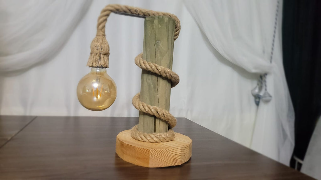 Vintage Table Lamp Crafted from 100-Year-Old Historic Telegraph Pole - Homeartparis production